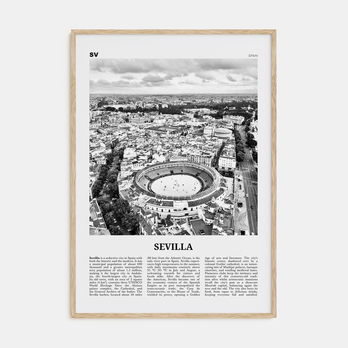 Sevilla Travel B&W Poster