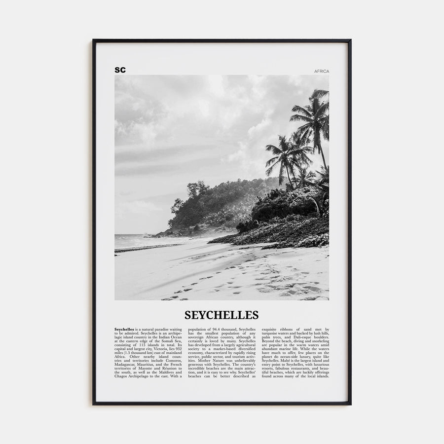 Seychelles Travel B&W Poster