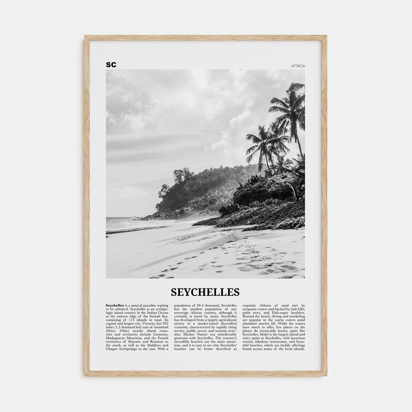 Seychelles Travel B&W Poster