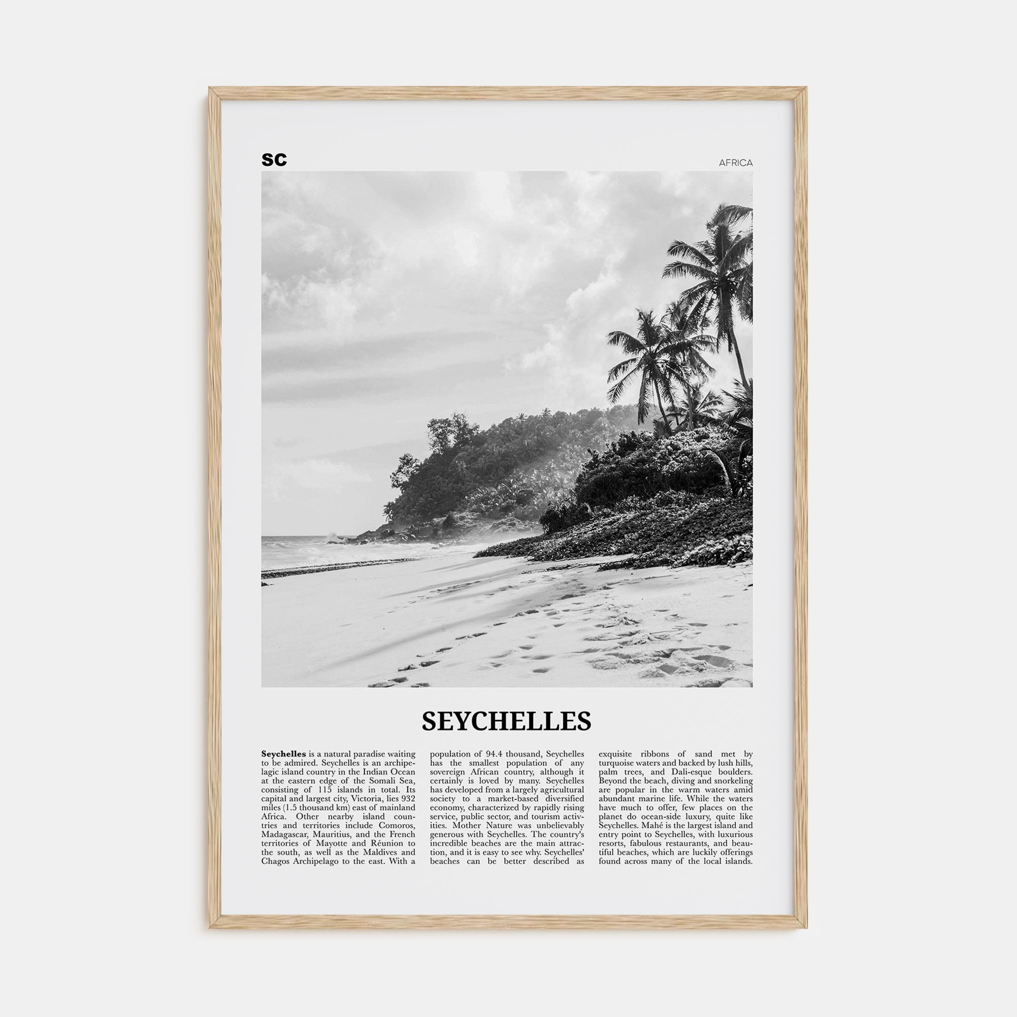 Seychelles Travel B&W Poster