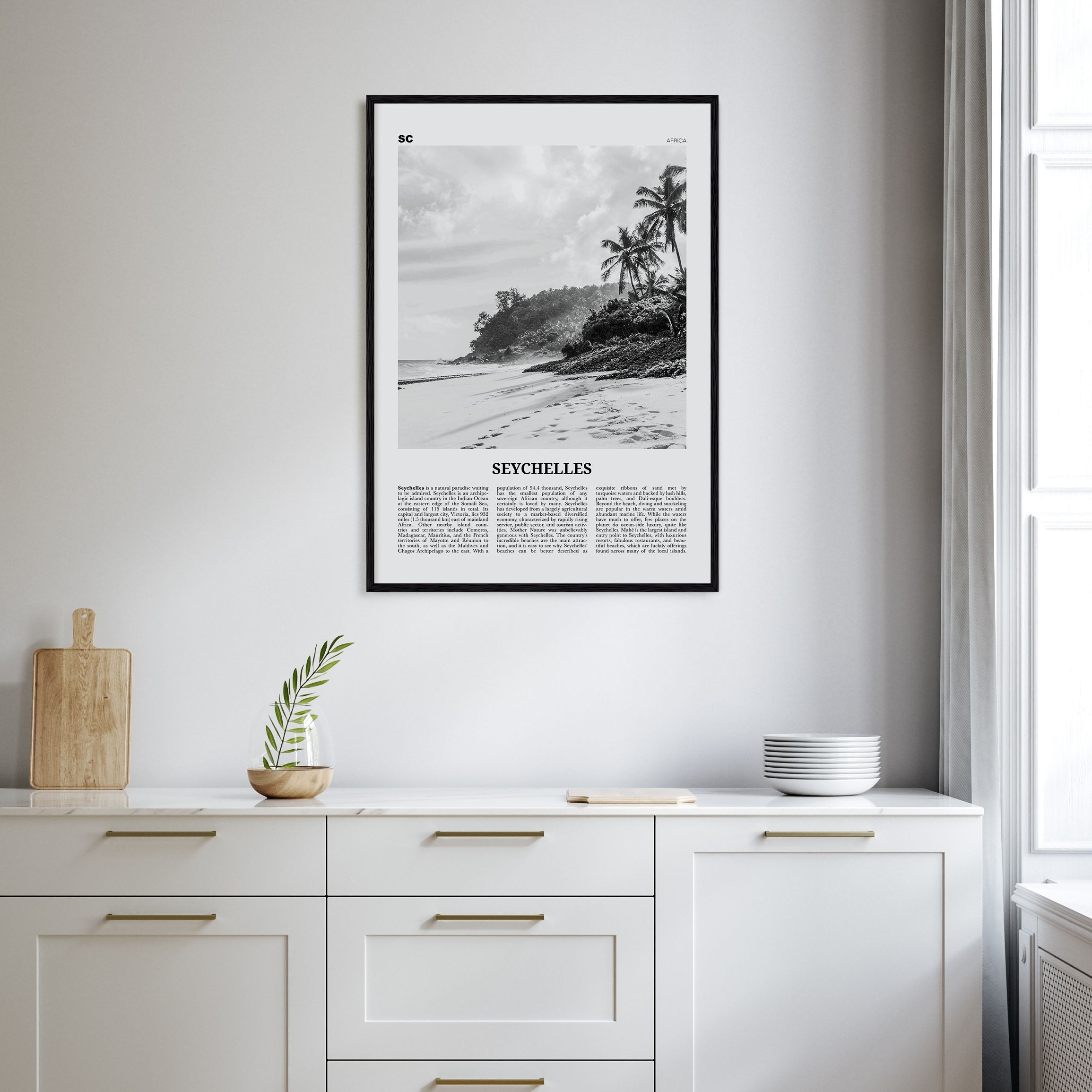 Seychelles Travel B&W Poster