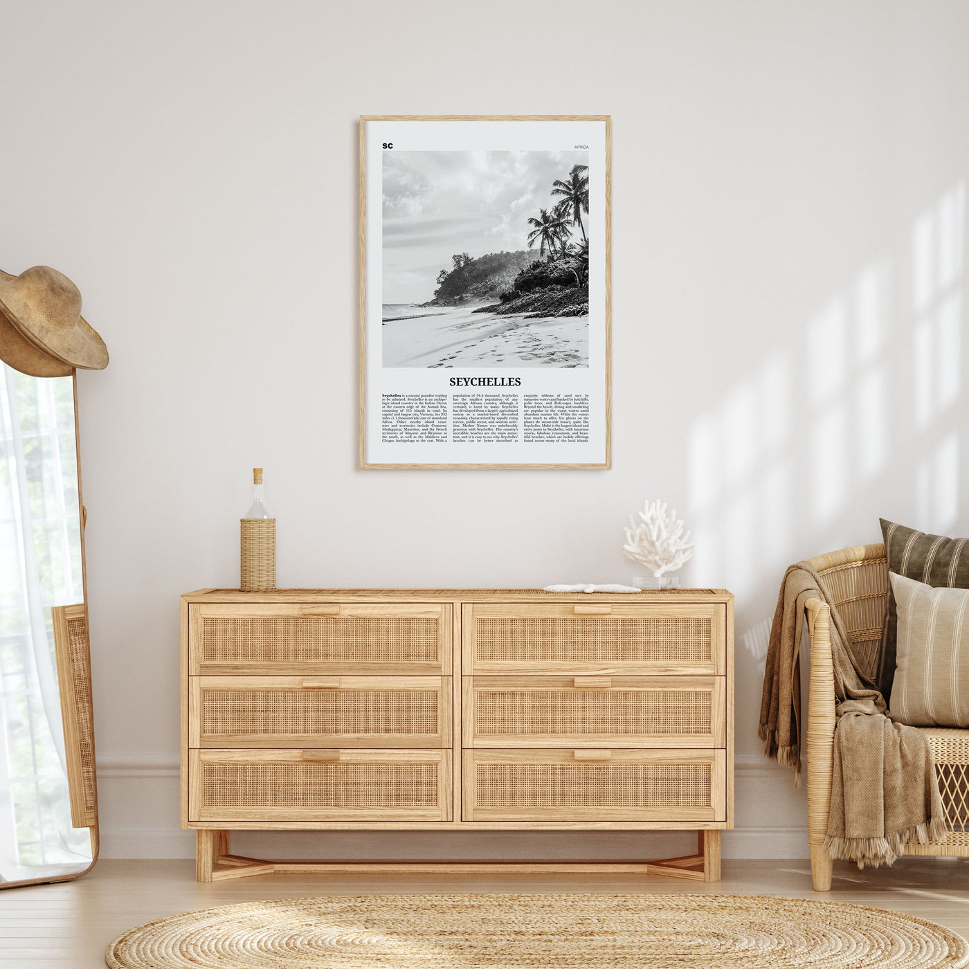 Seychelles Travel B&W Poster