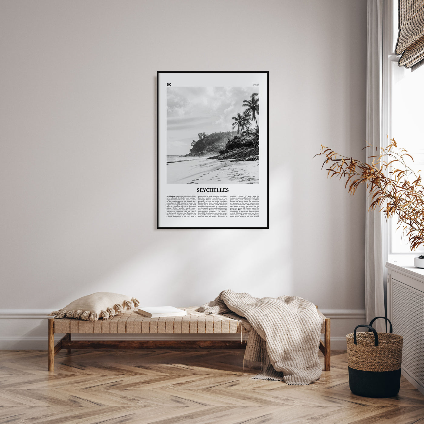 Seychelles Travel B&W Poster