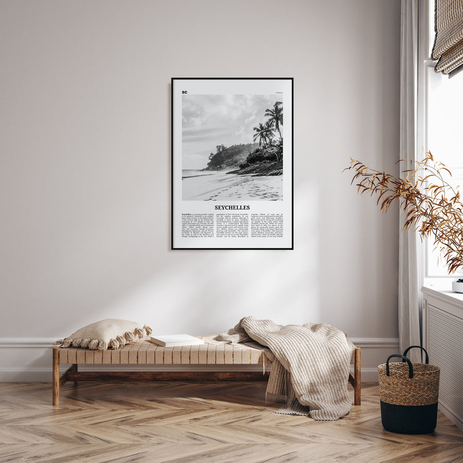 Seychelles Travel B&W Poster