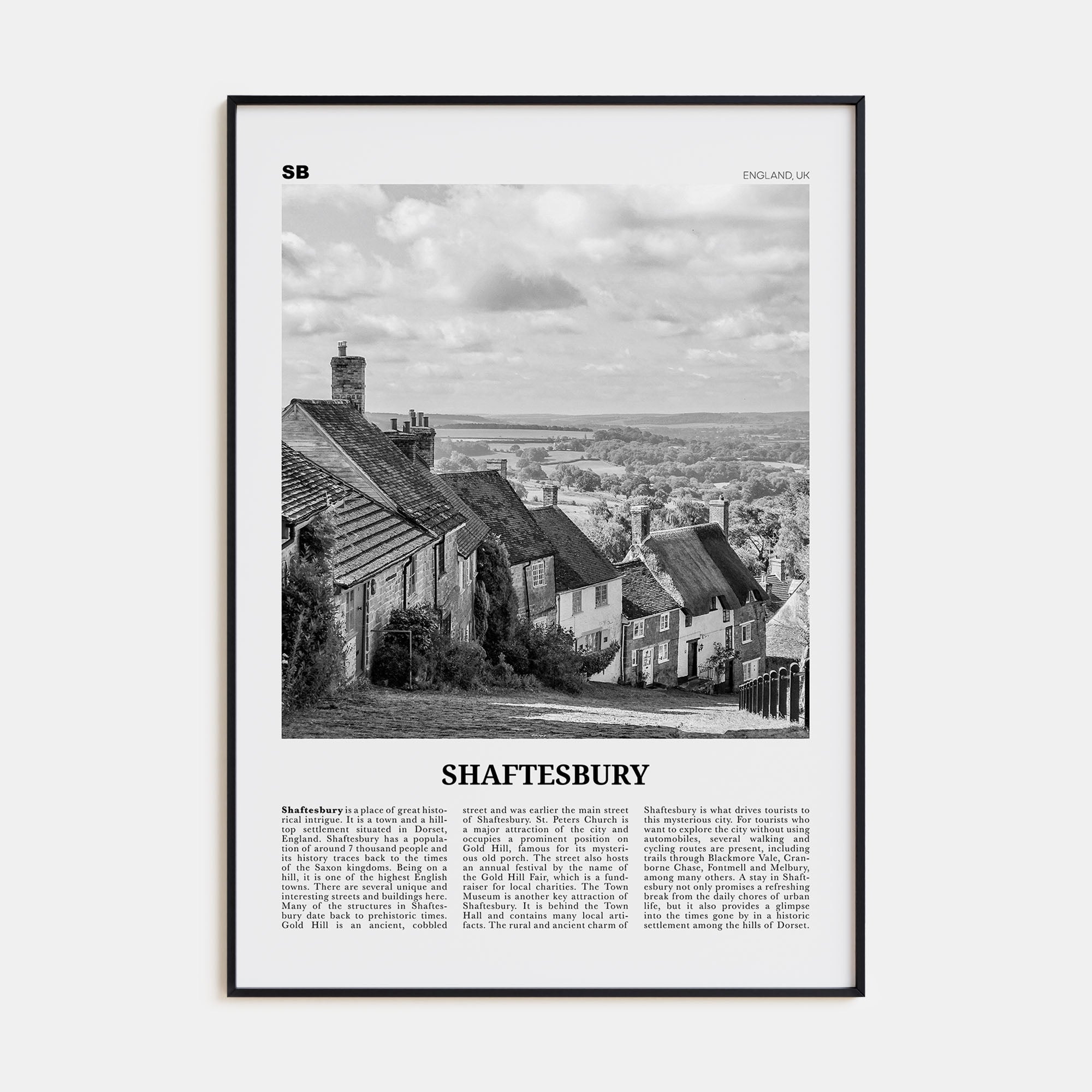Shaftesbury Travel B&W Poster