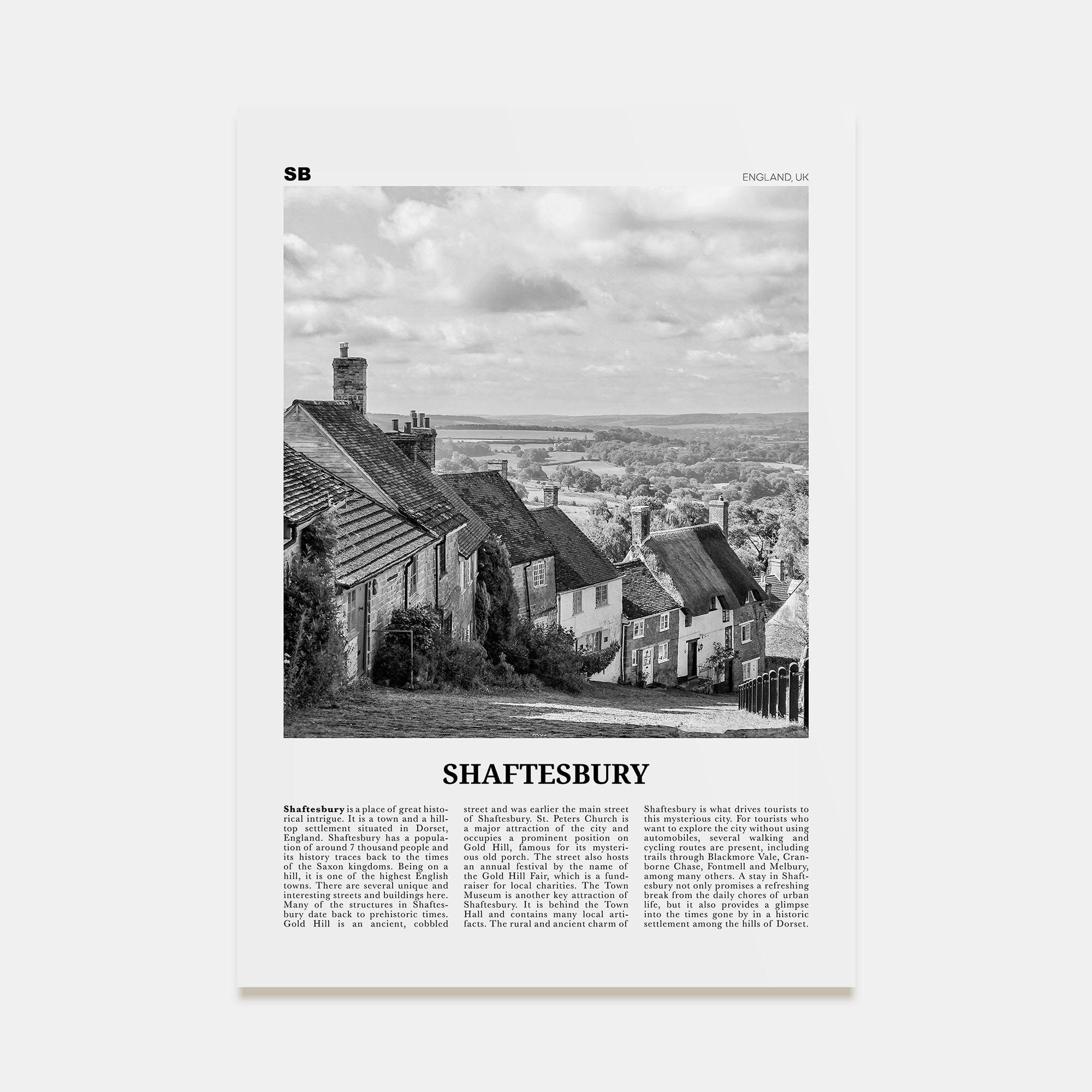 Shaftesbury Travel B&W Poster