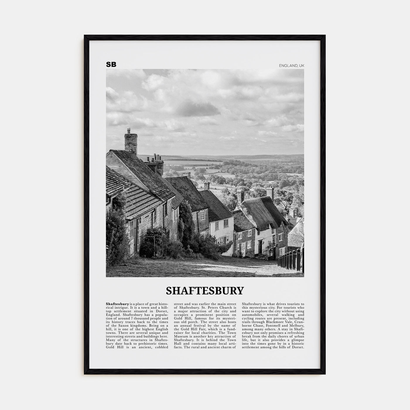 Shaftesbury Travel B&W Poster