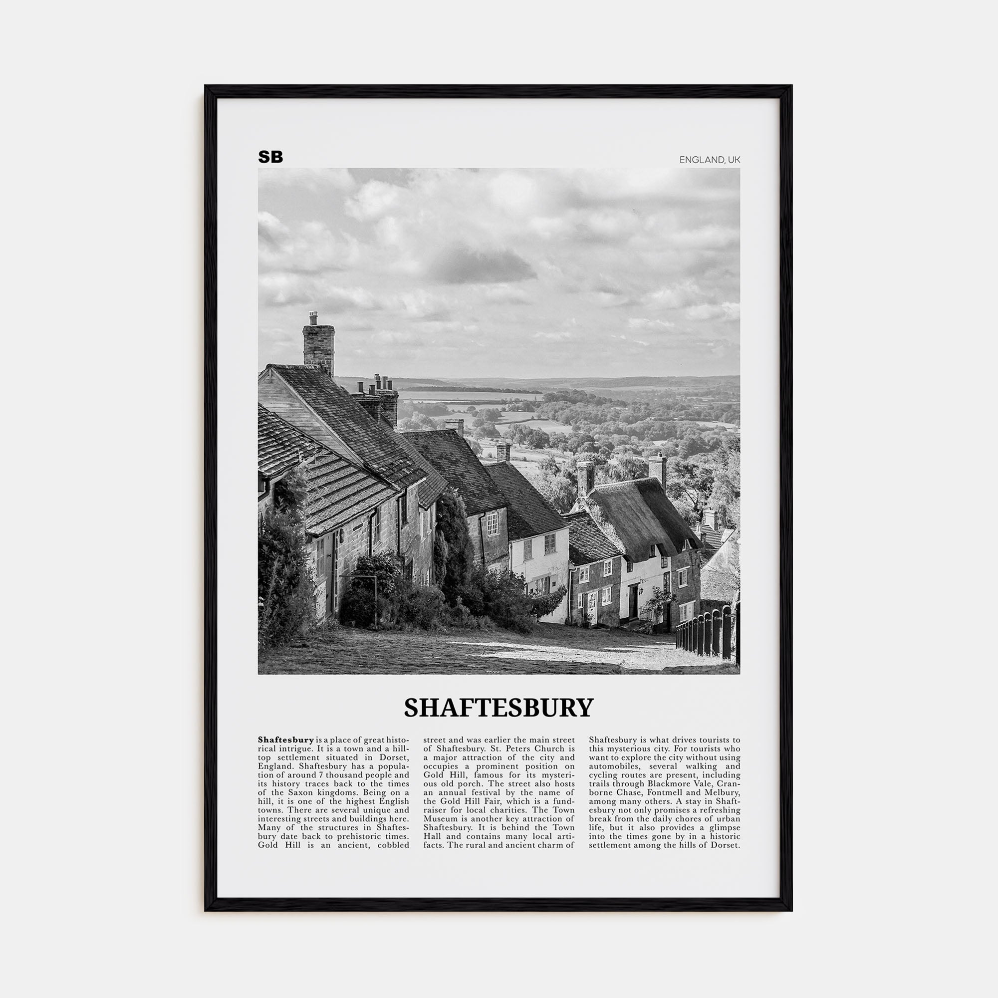 Shaftesbury Travel B&W Poster