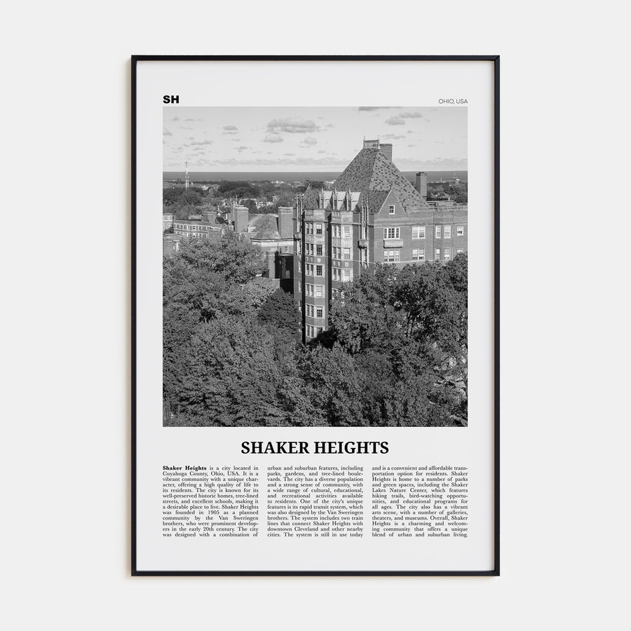 Shaker Heights Travel B&W Poster