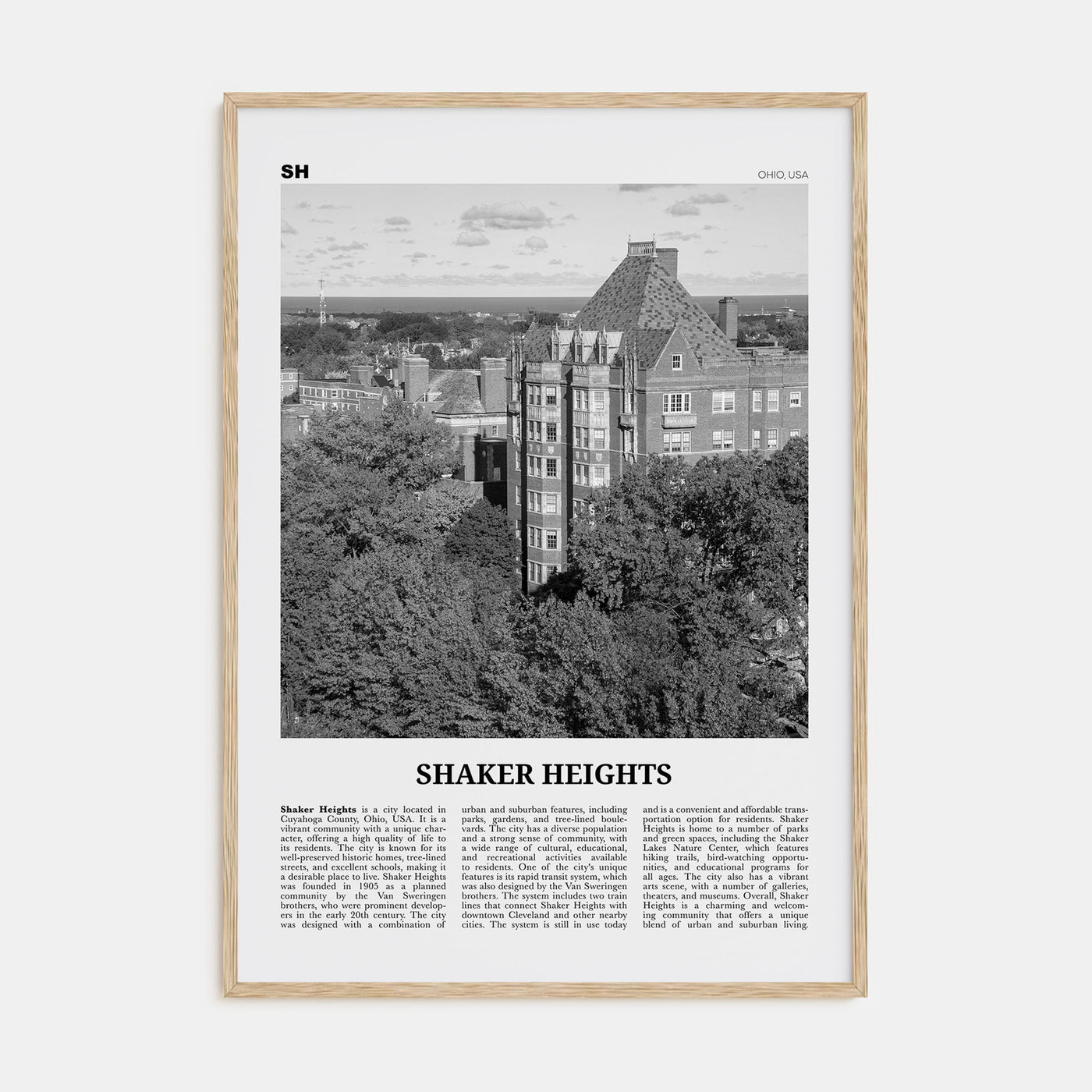 Shaker Heights Travel B&W Poster