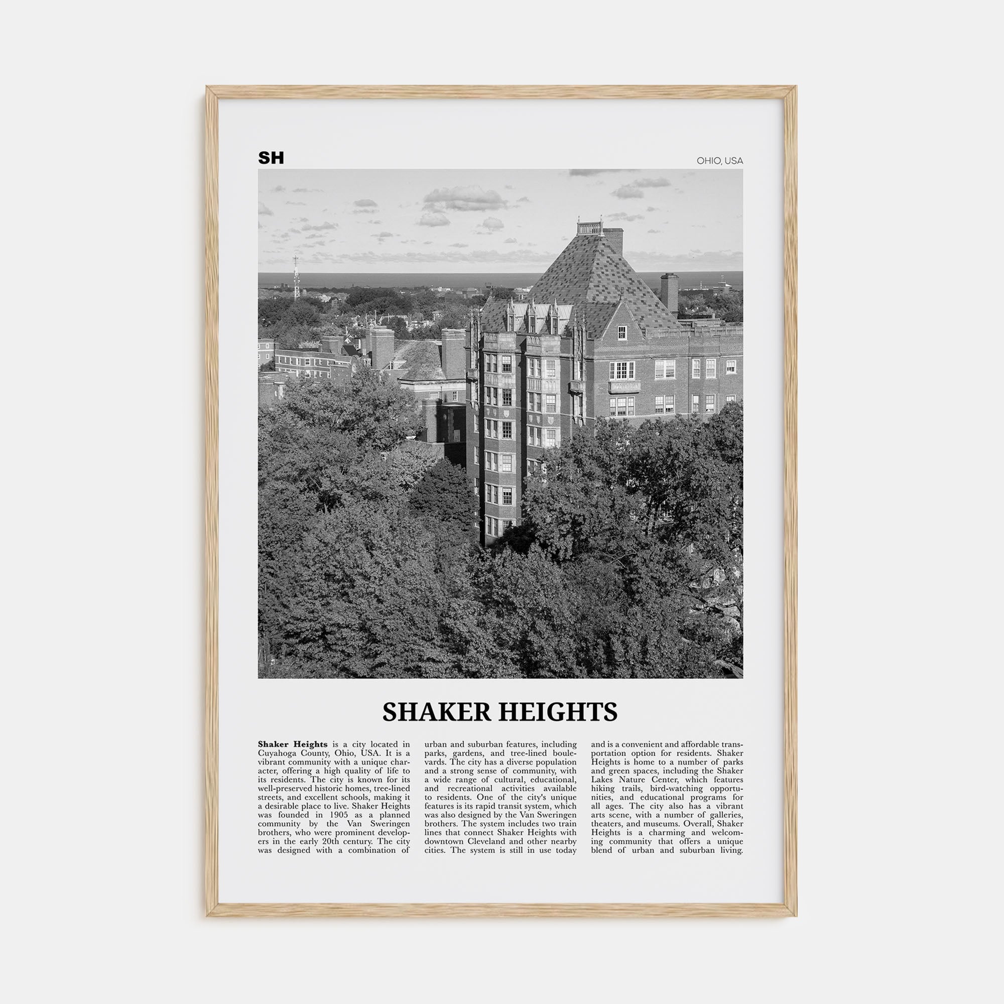 Shaker Heights Travel B&W Poster