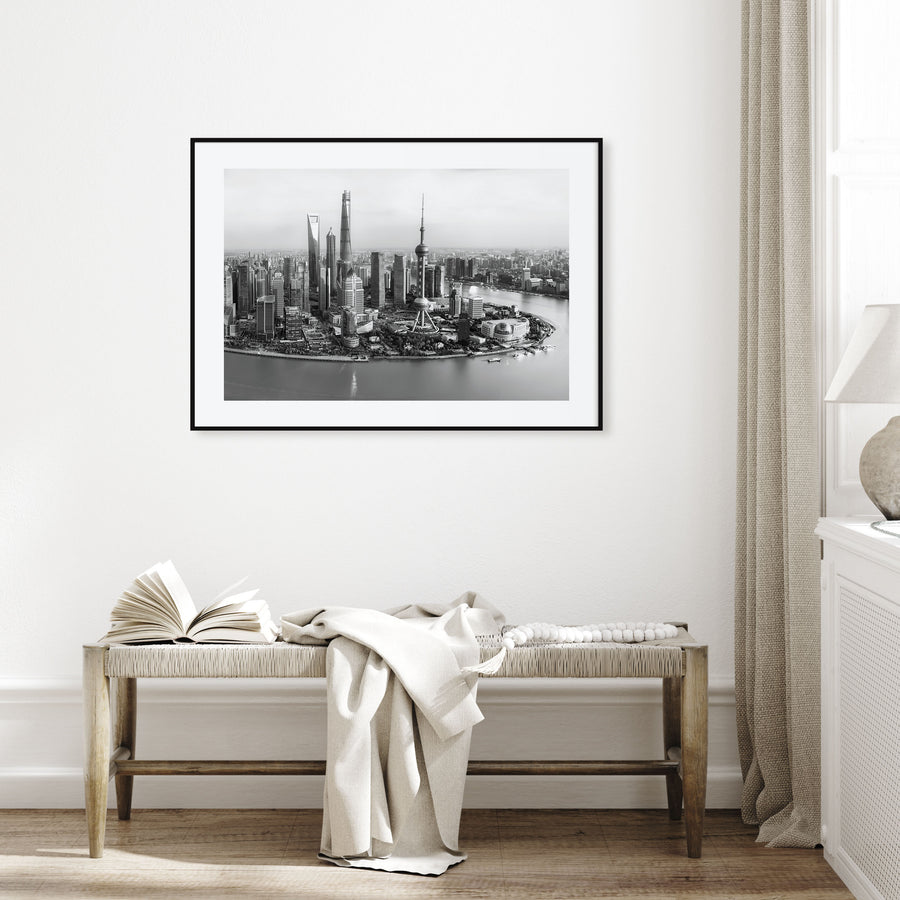 Shanghai Landscape B&W Poster