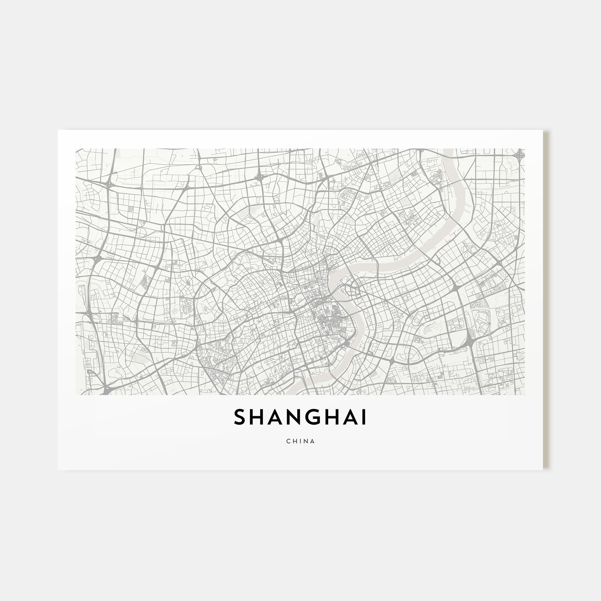 Shanghai Map Landscape Poster
