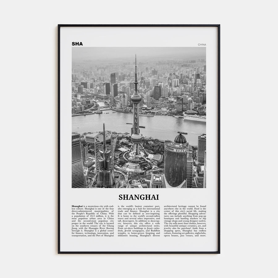Shanghai Travel B&W No 1 Poster