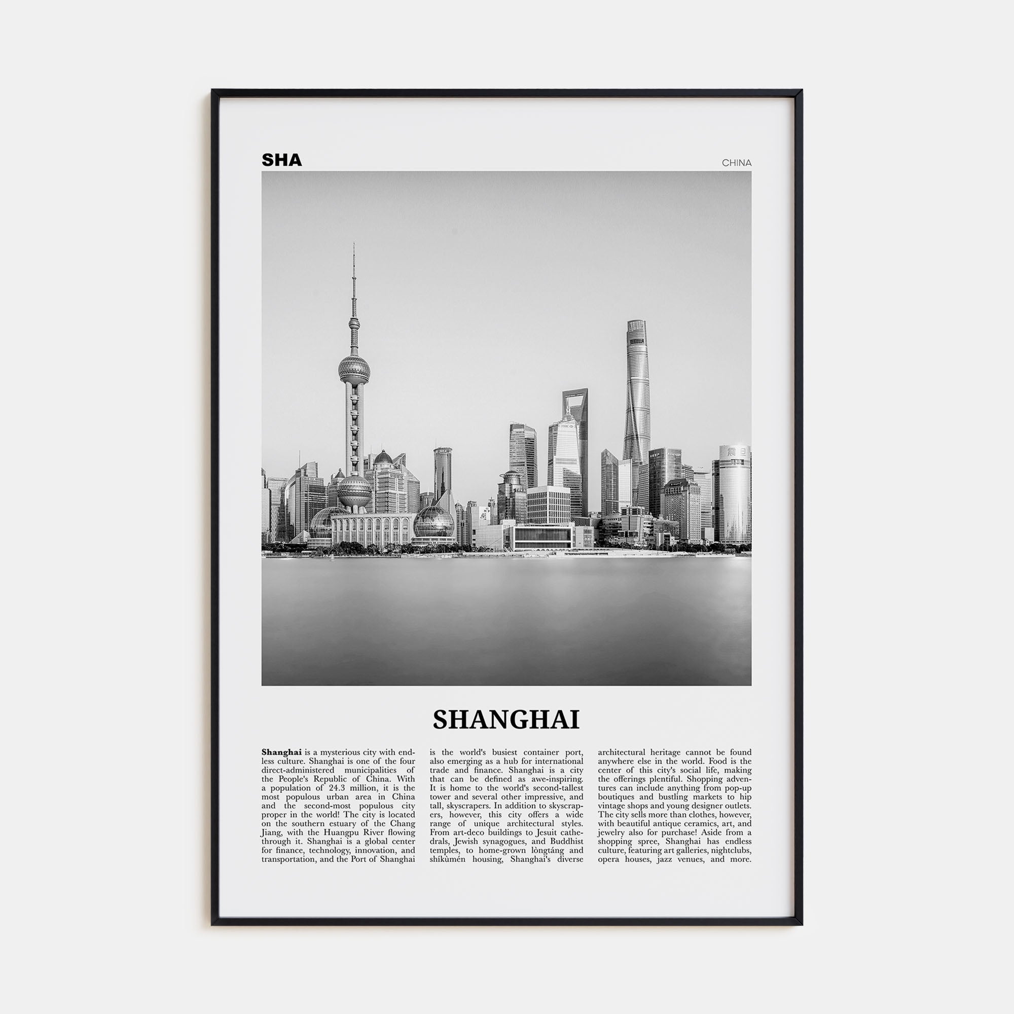 Shanghai Travel B&W No 2 Poster