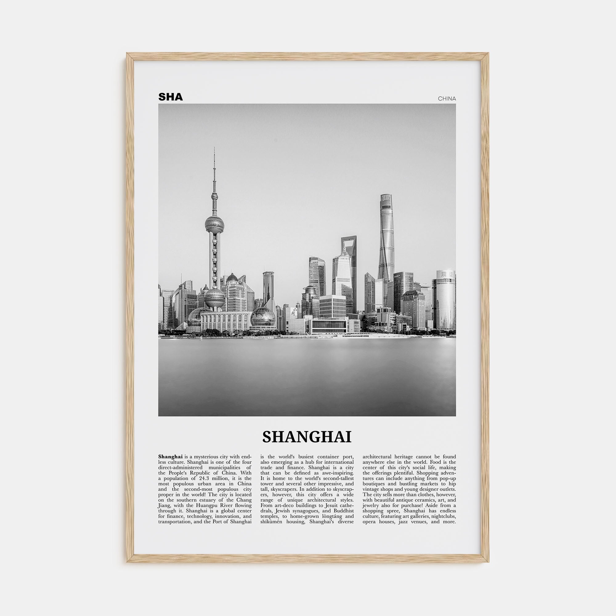 Shanghai Travel B&W No 2 Poster