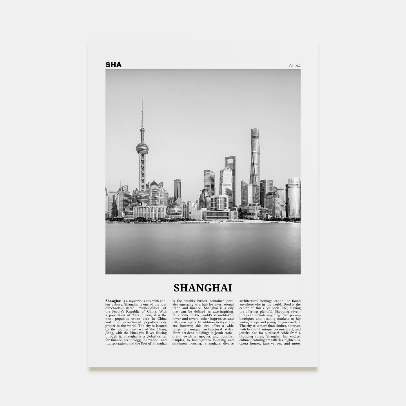Shanghai Travel B&W No 2 Poster