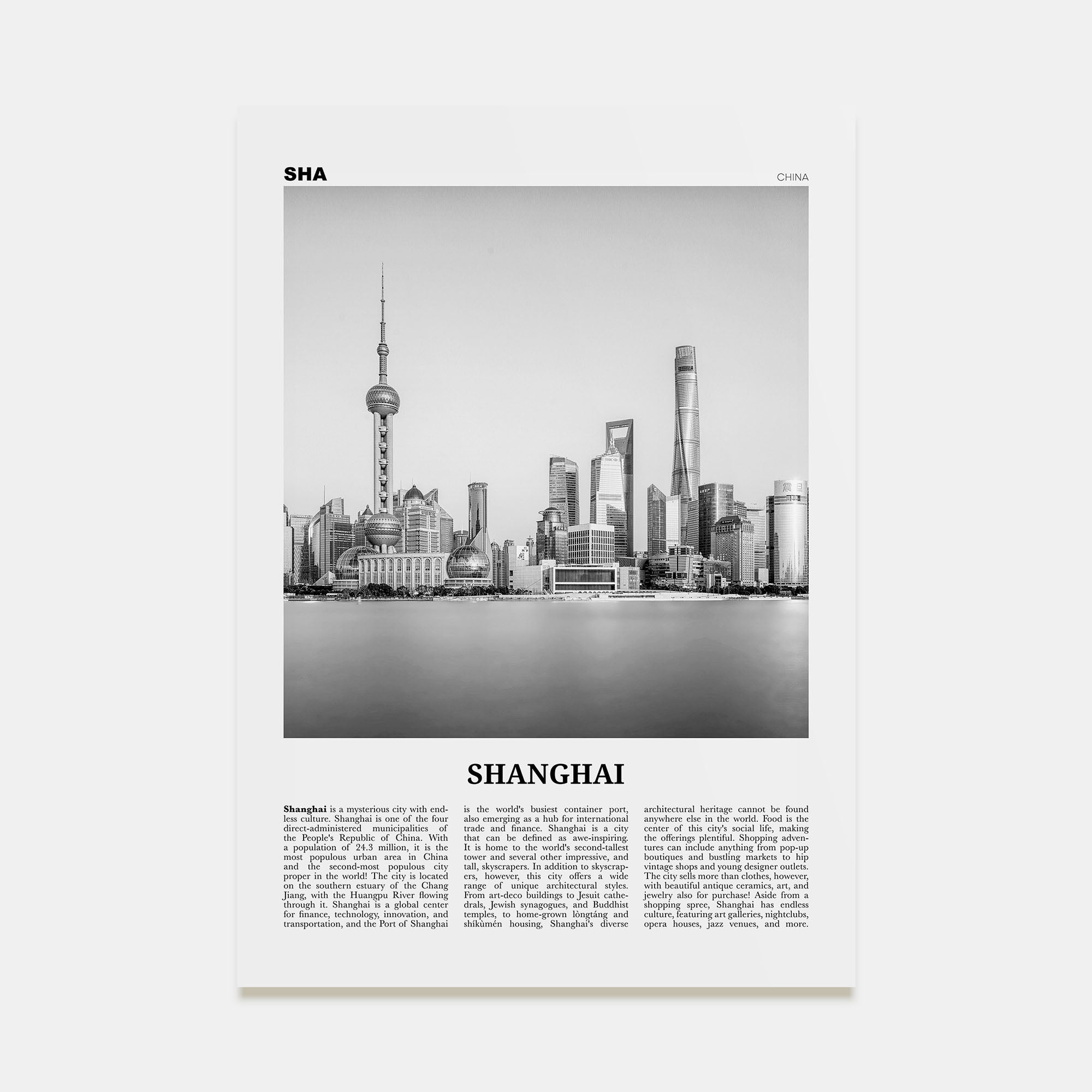 Shanghai Travel B&W No 2 Poster