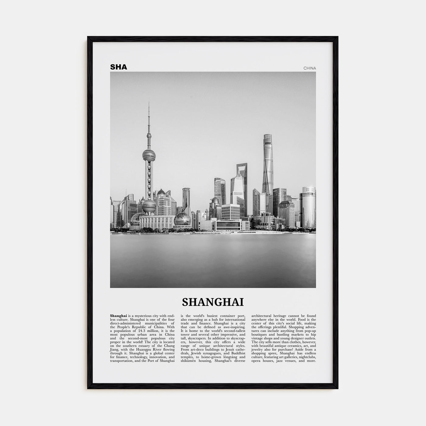 Shanghai Travel B&W No 2 Poster