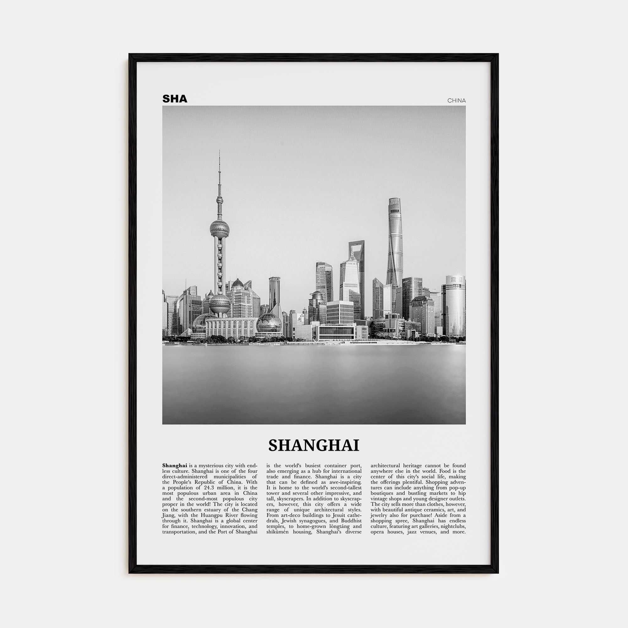 Shanghai Travel B&W No 2 Poster