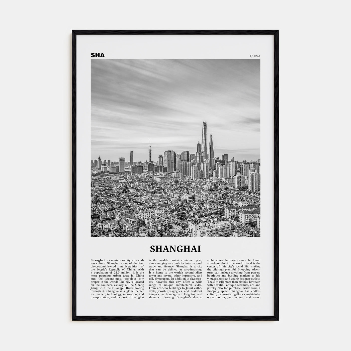 Shanghai Travel B&W No 3 Poster