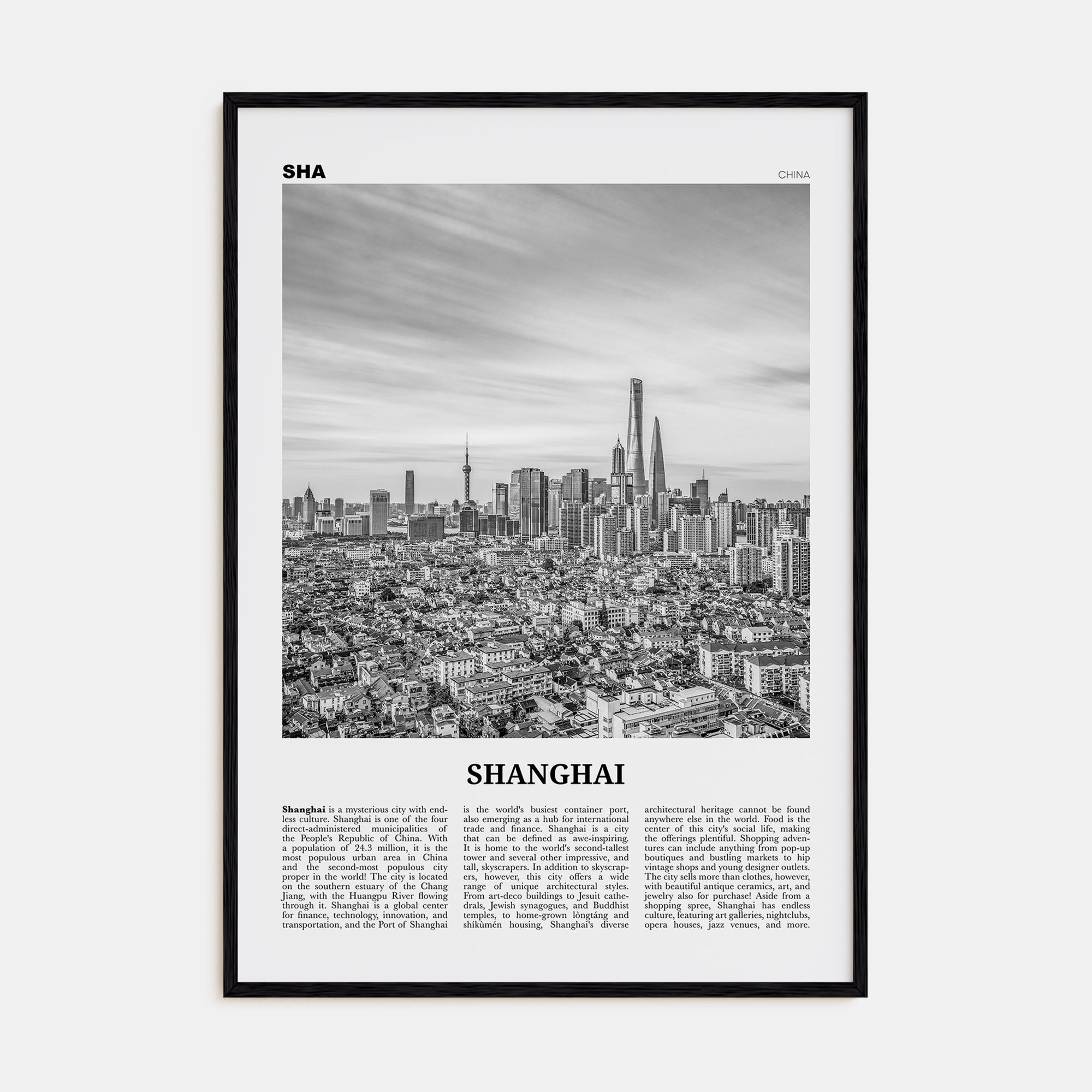Shanghai Travel B&W No 3 Poster