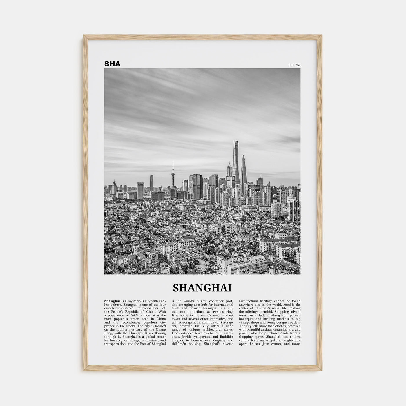Shanghai Travel B&W No 3 Poster