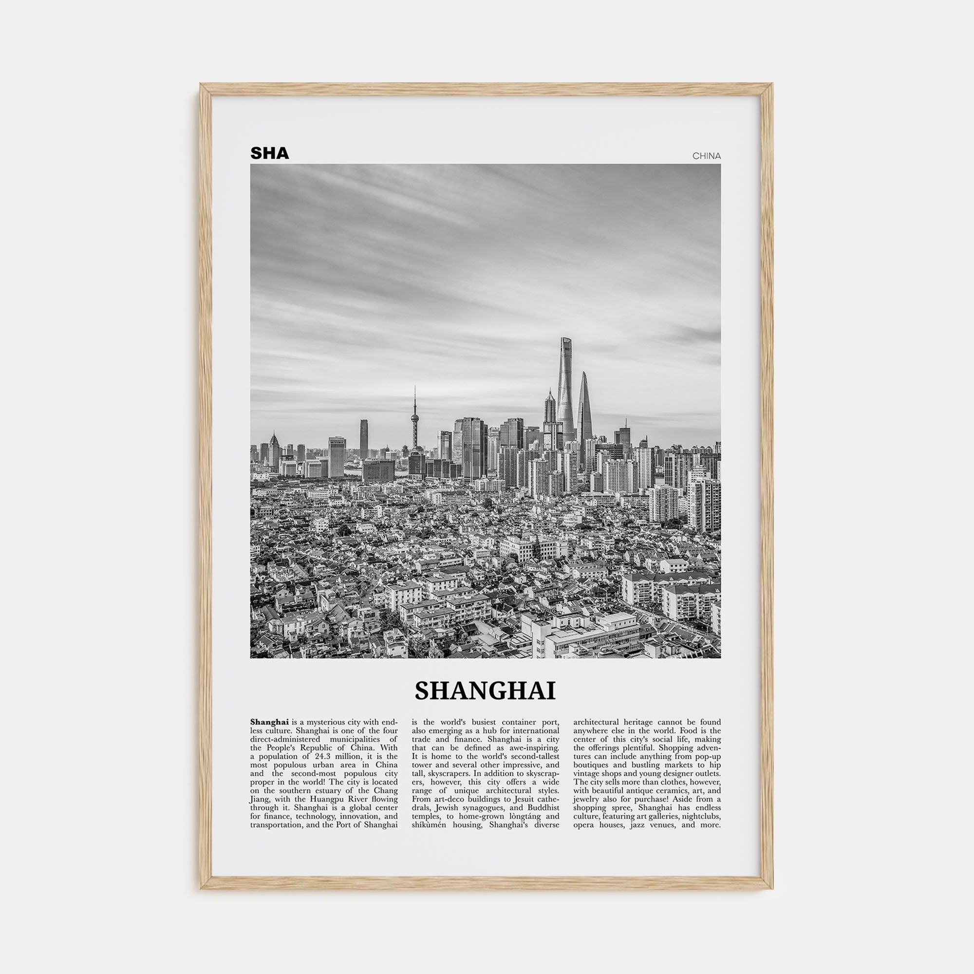Shanghai Travel B&W No 3 Poster