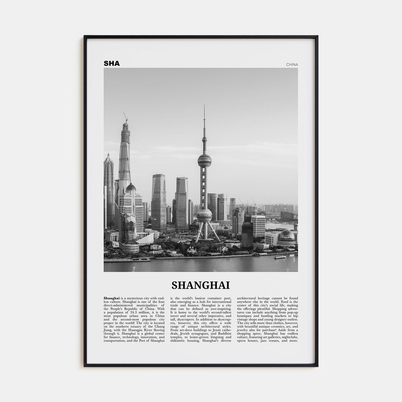 Shanghai Travel B&W No 4 Poster