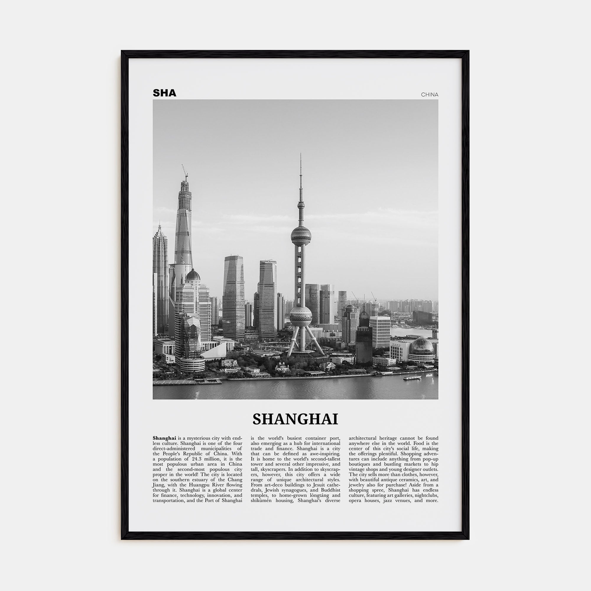Shanghai Travel B&W No 4 Poster