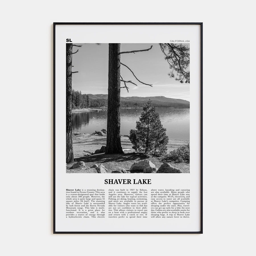 Shaver Lake Travel B&W Poster