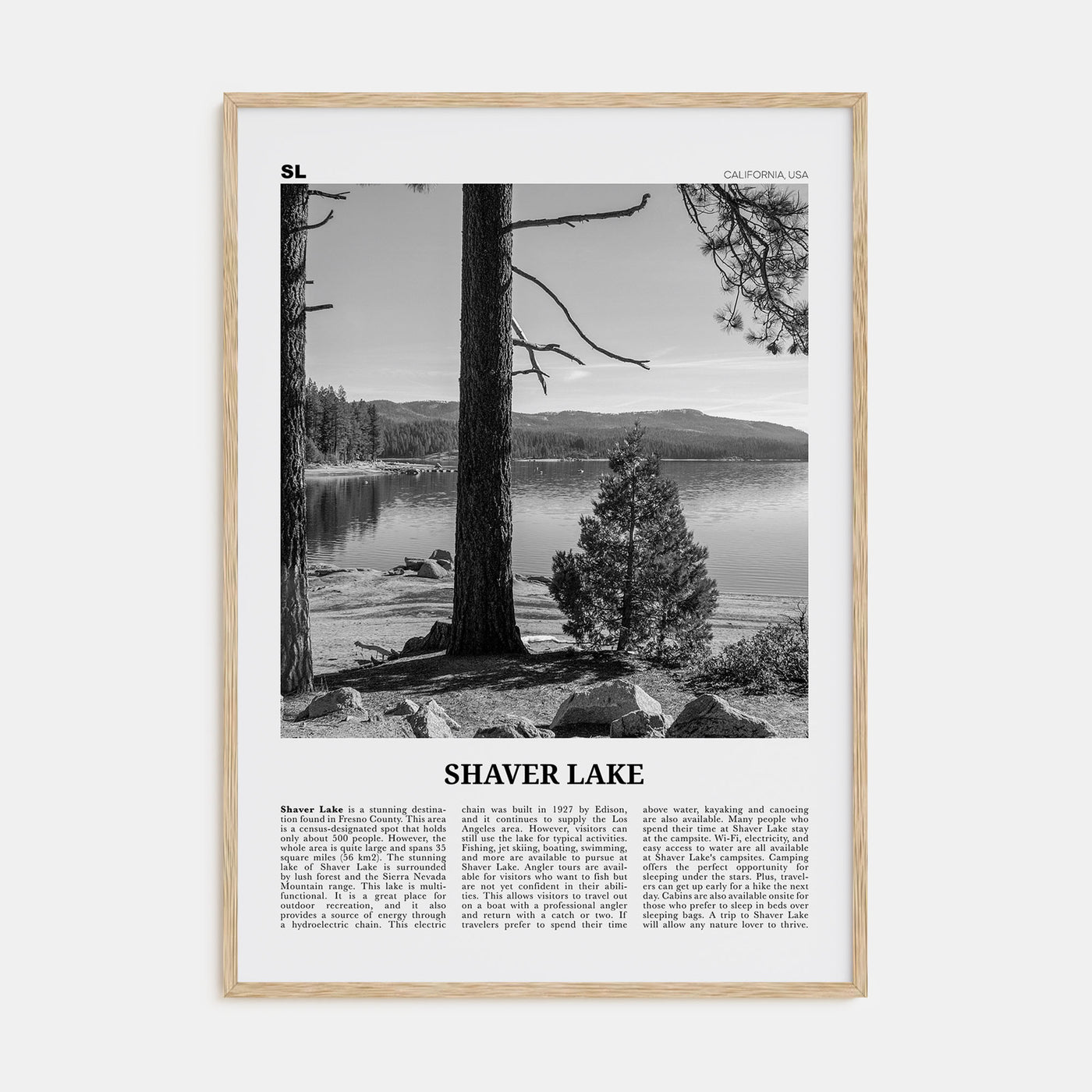 Shaver Lake Travel B&W Poster