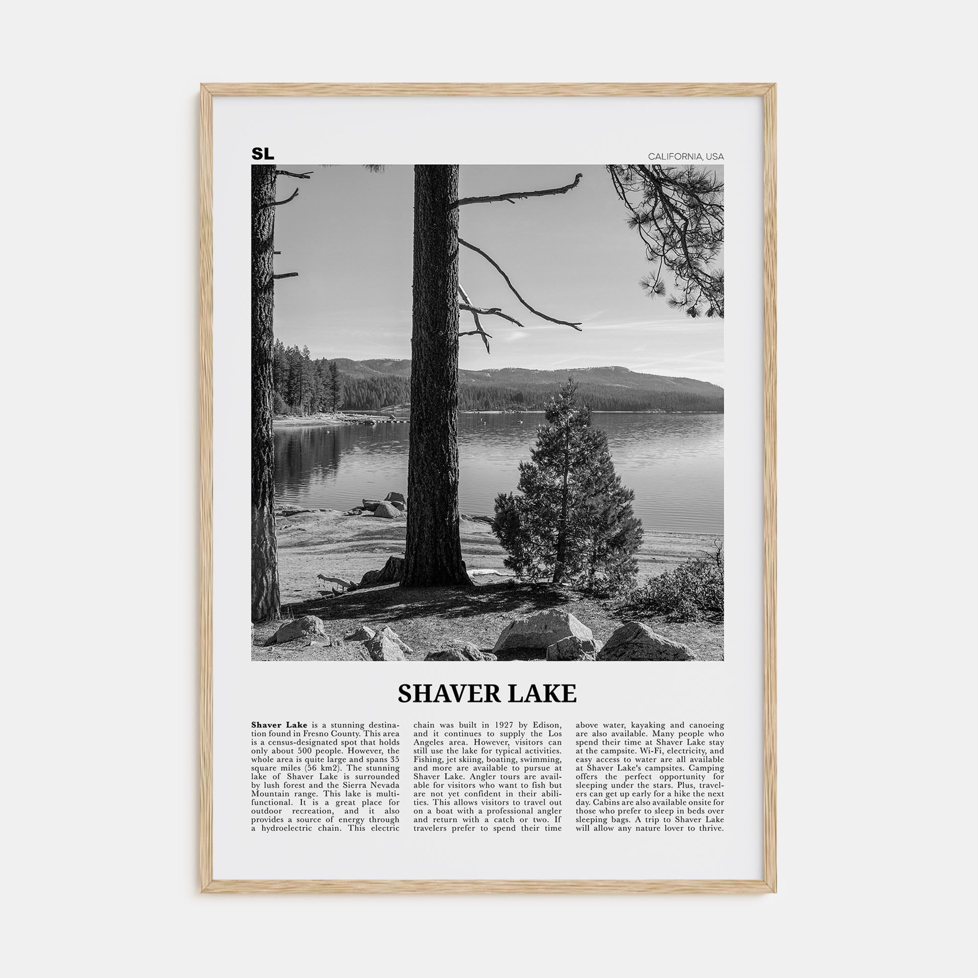 Shaver Lake Travel B&W Poster