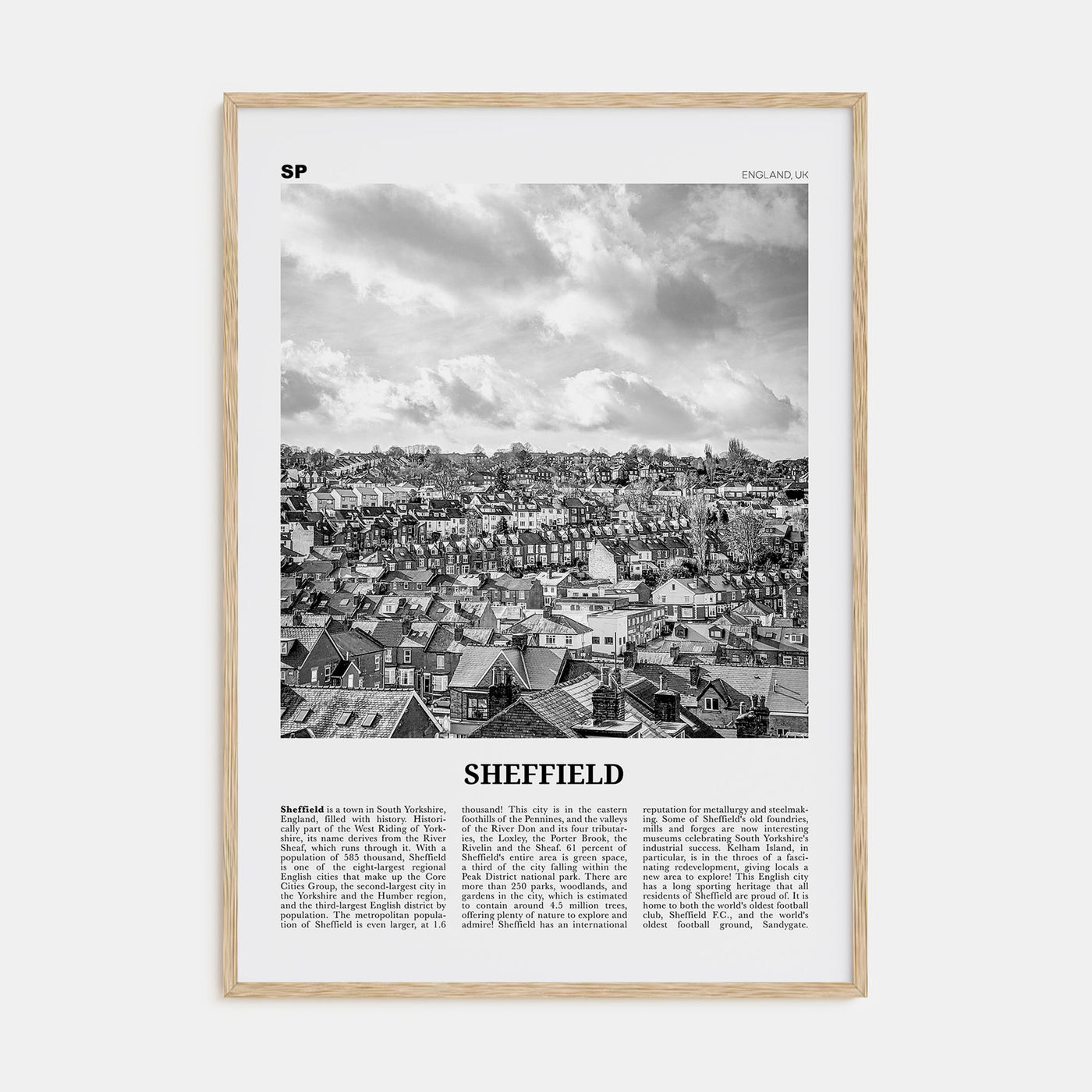 Sheffield Travel B&W Poster