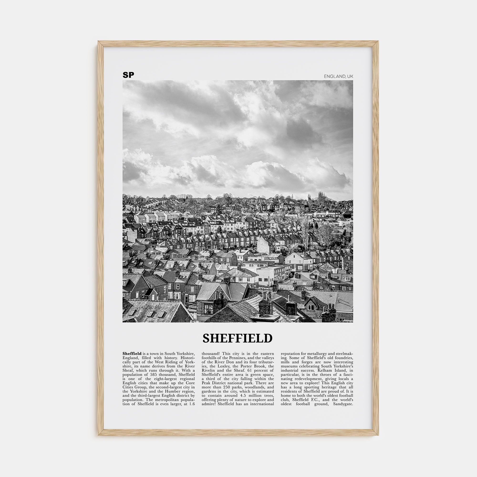 Sheffield Travel B&W Poster