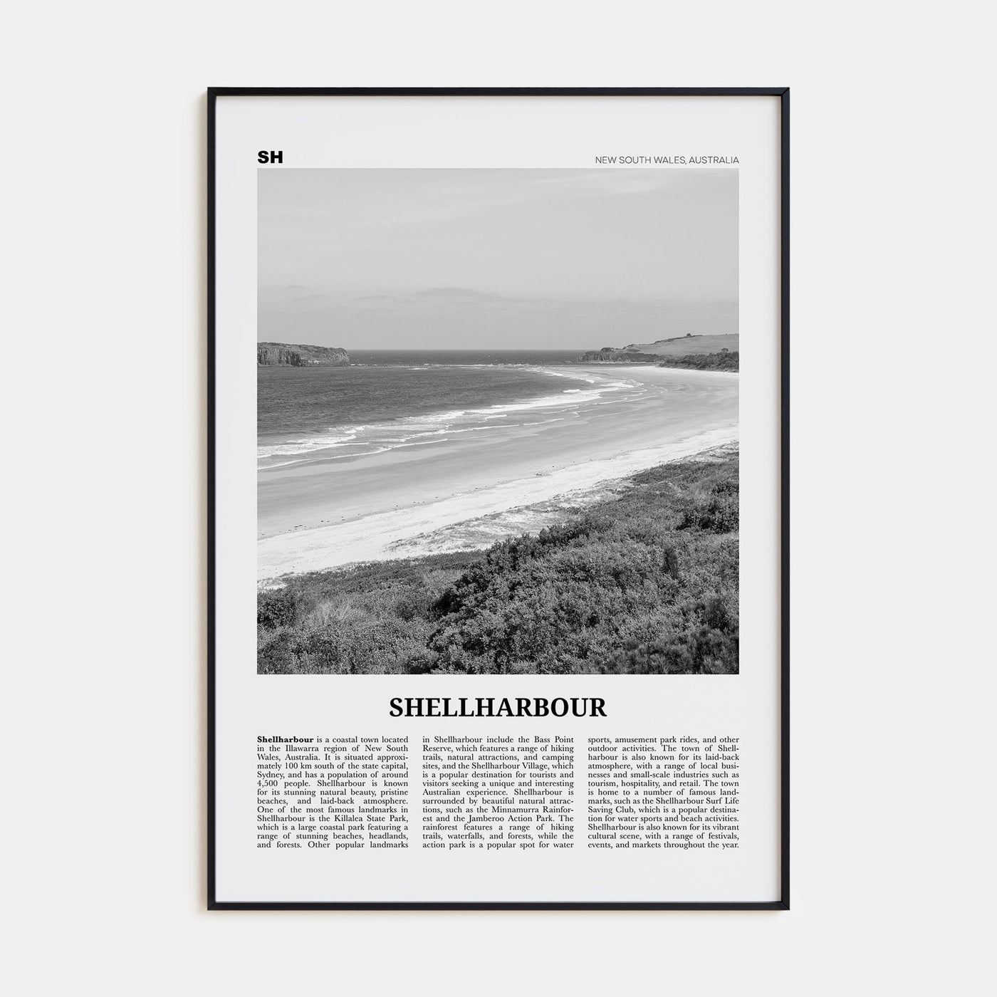 Shellharbour Travel B&W Poster