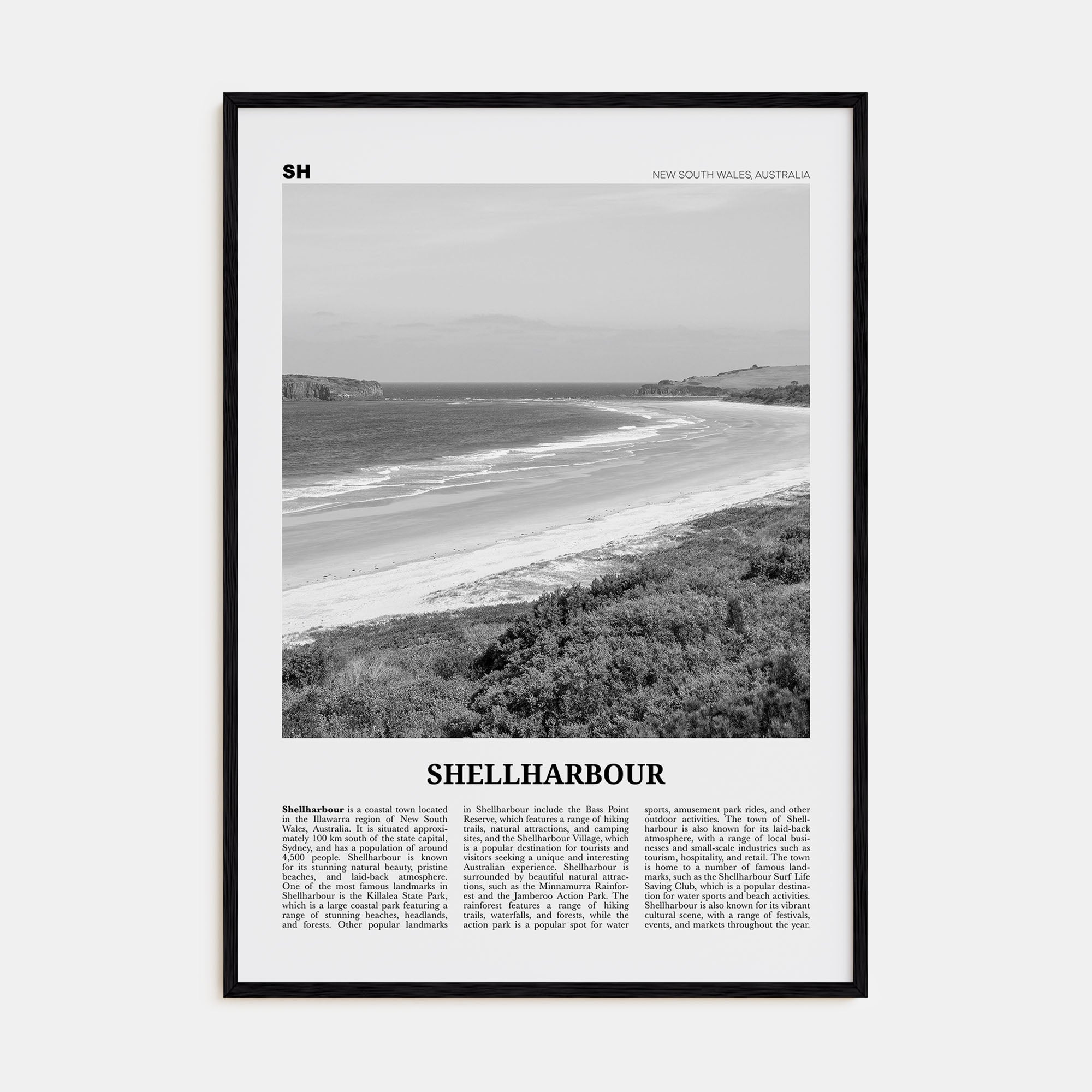 Shellharbour Travel B&W Poster