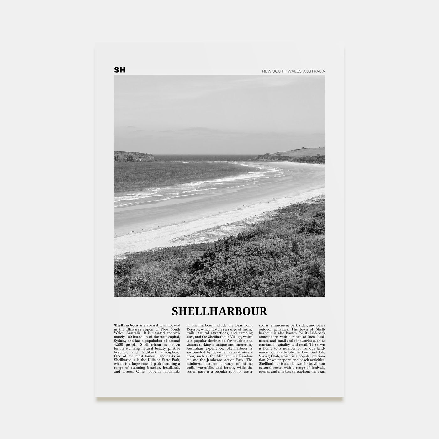 Shellharbour Travel B&W Poster
