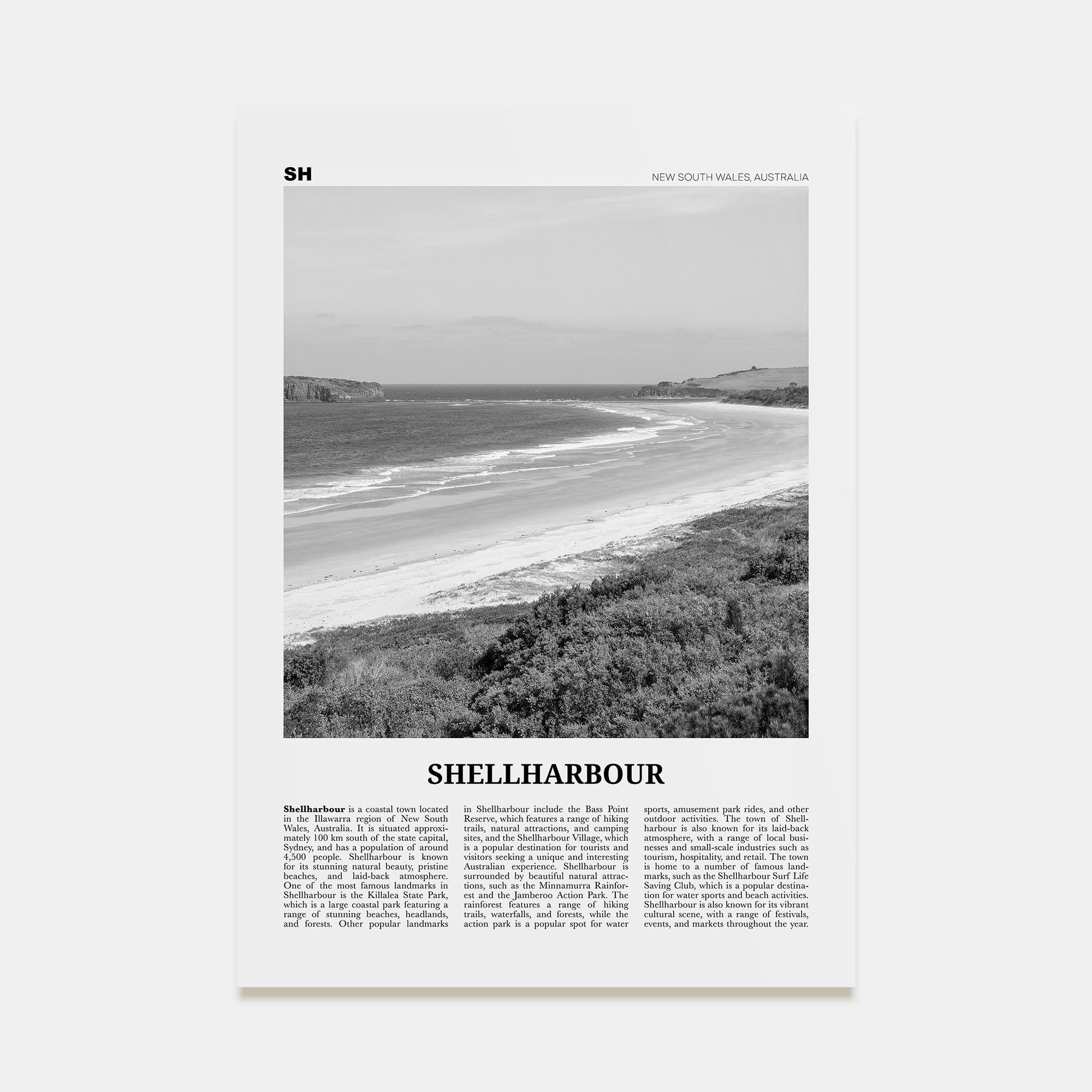 Shellharbour Travel B&W Poster