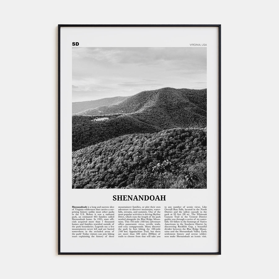 Shenandoah Travel B&W Poster