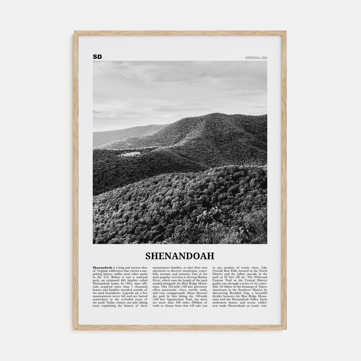 Shenandoah Travel B&W Poster