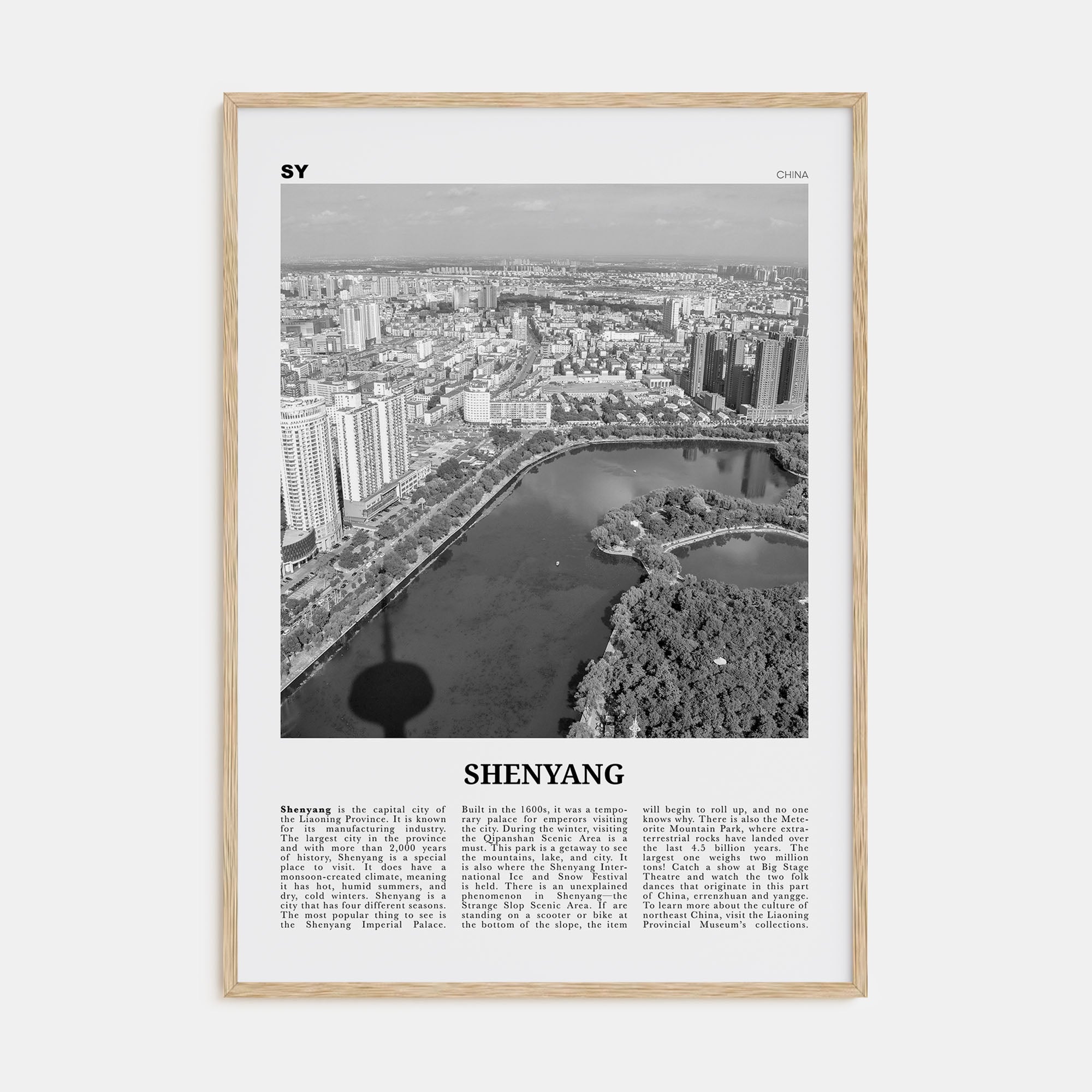 Shenyang Travel B&W Poster