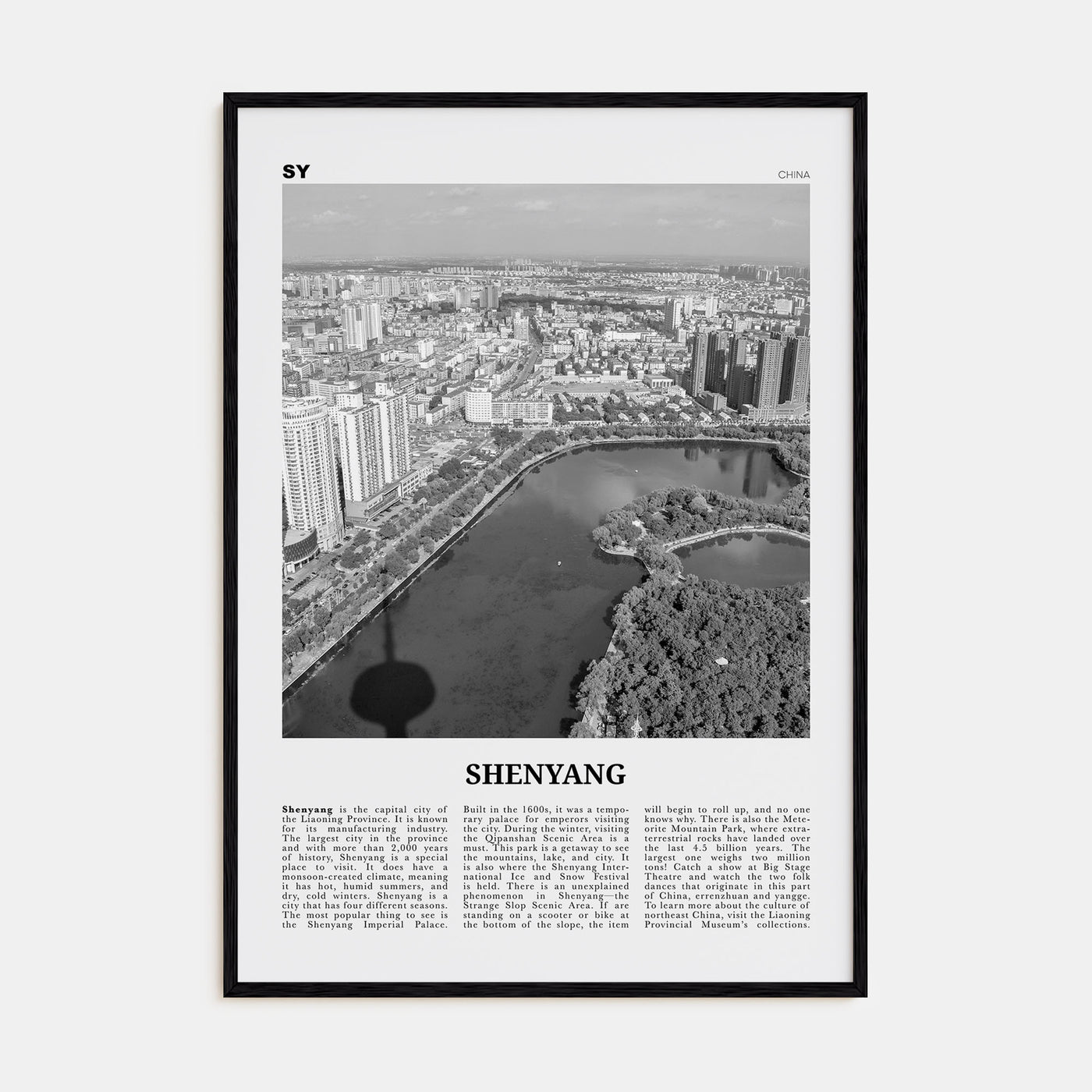 Shenyang Travel B&W Poster
