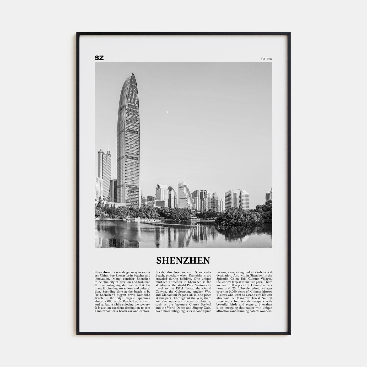 Shenzhen Travel B&W Poster