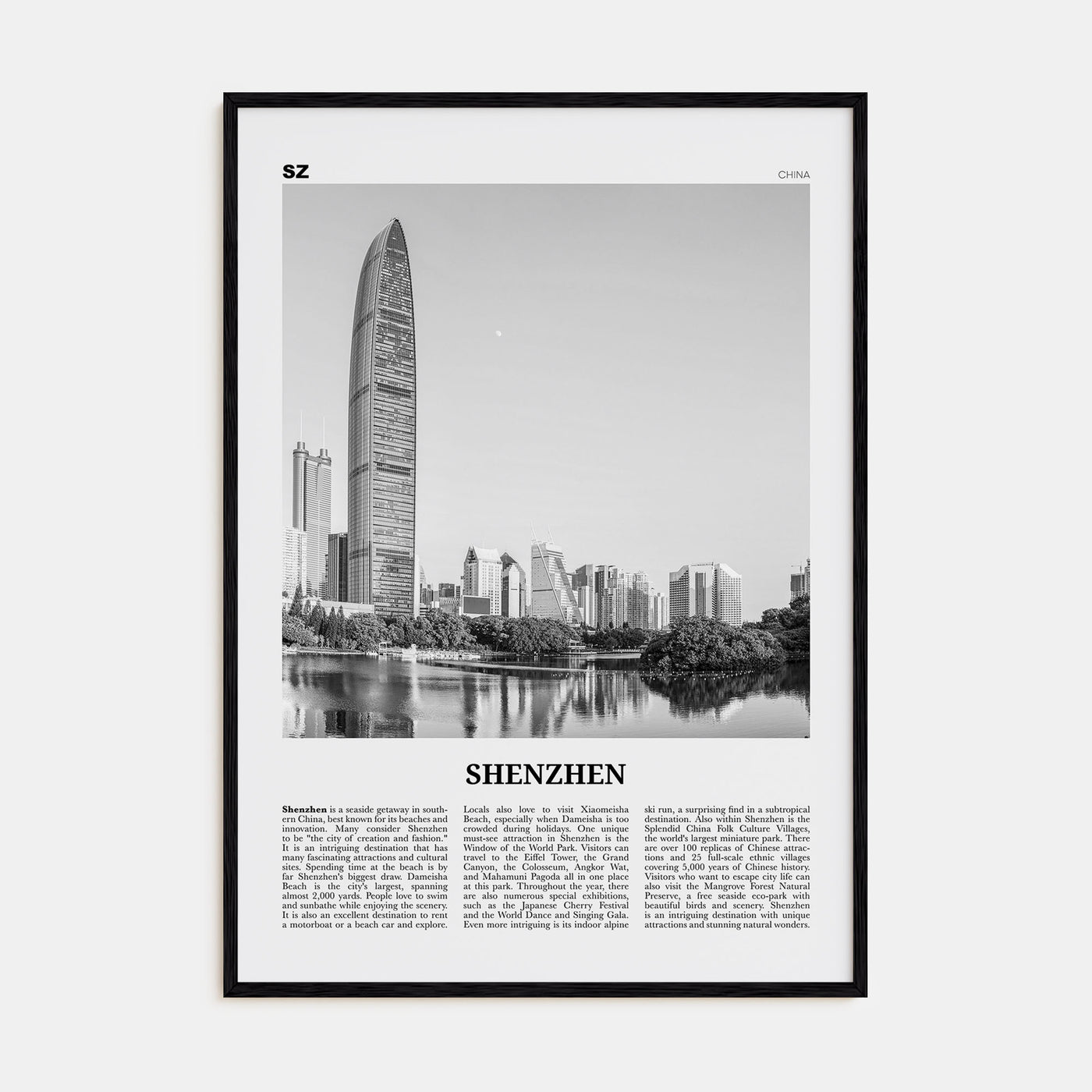 Shenzhen Travel B&W Poster