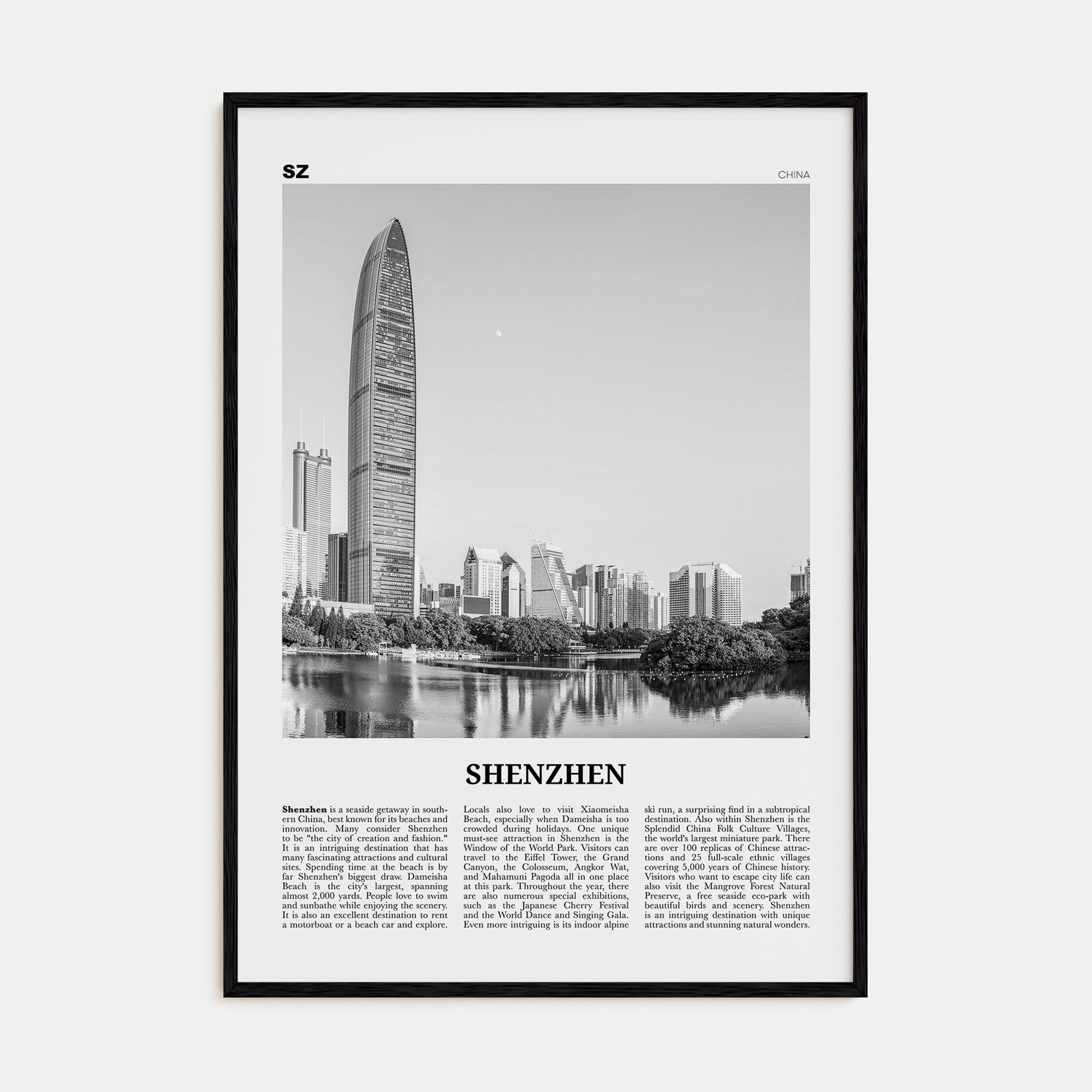 Shenzhen Travel B&W Poster