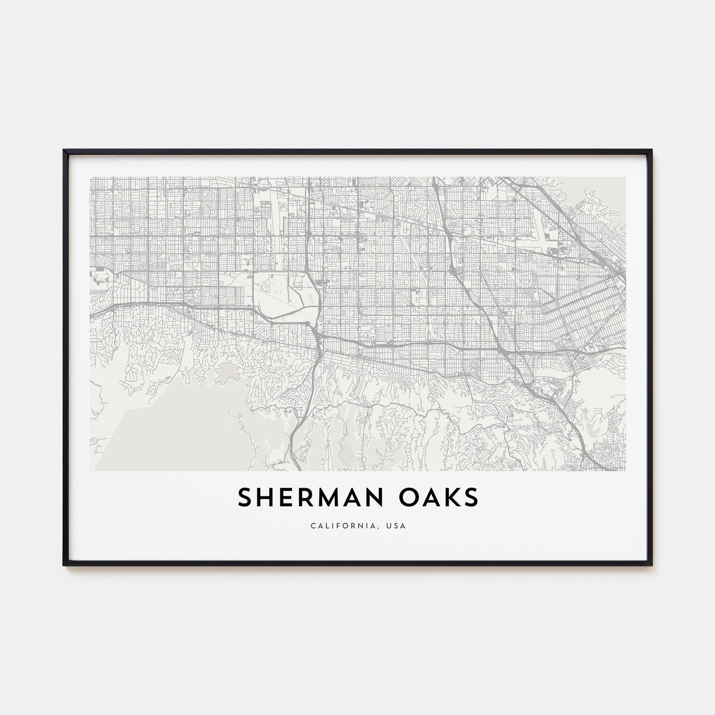 Sherman Oaks Map Landscape Poster