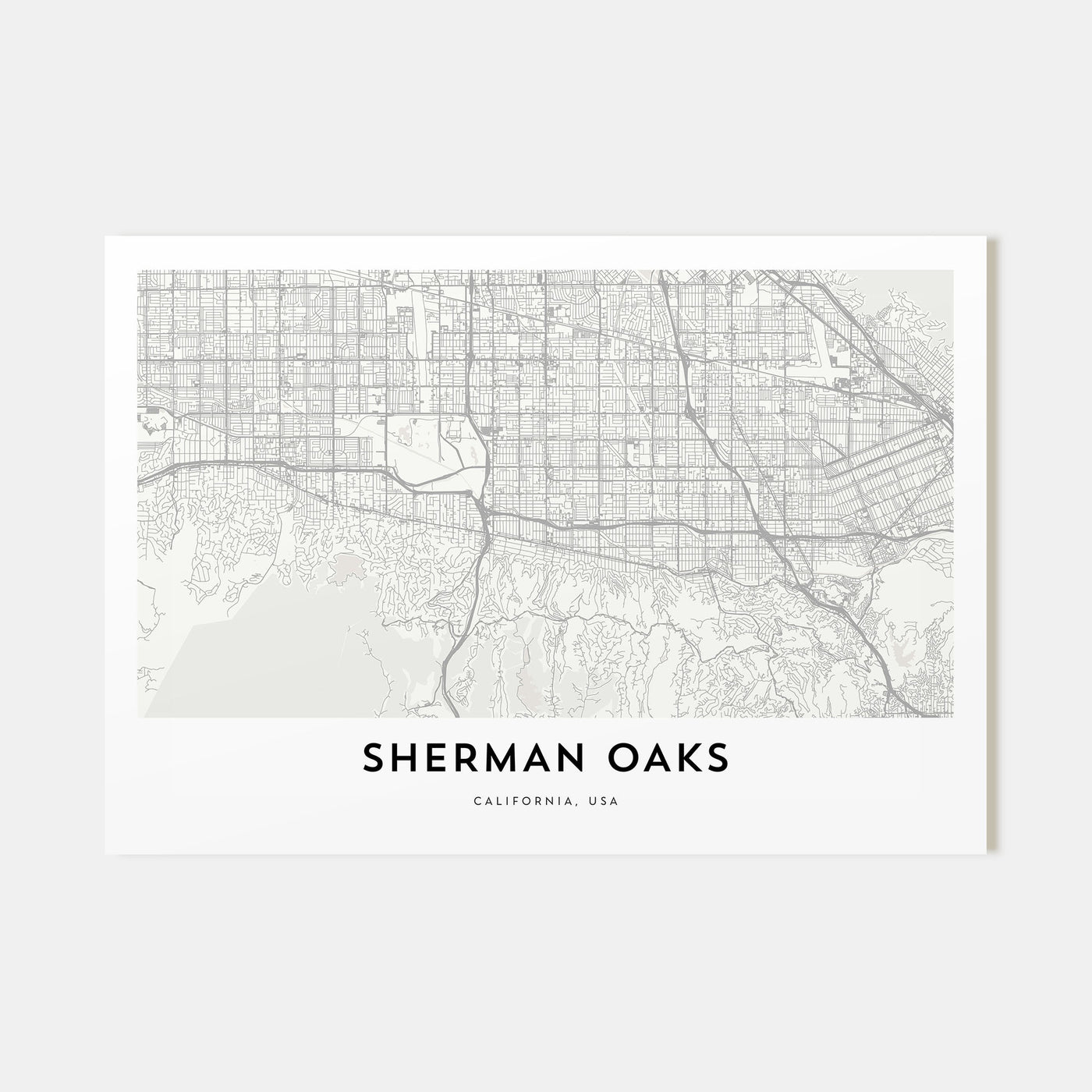 Sherman Oaks Map Landscape Poster