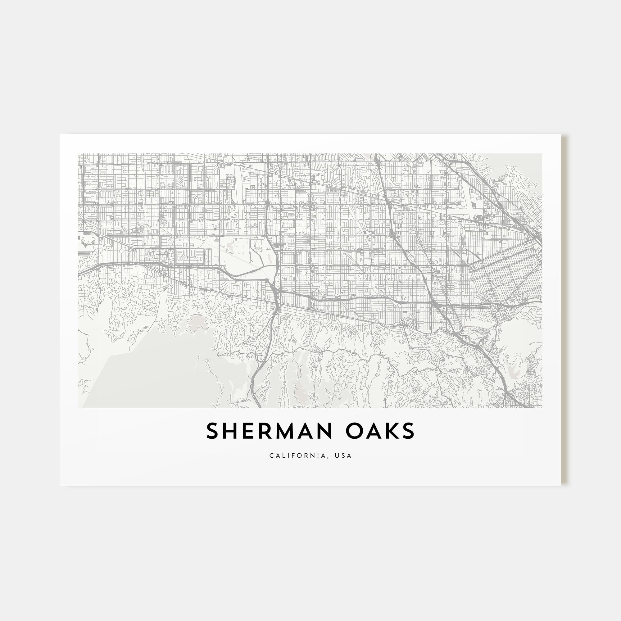 Sherman Oaks Map Landscape Poster