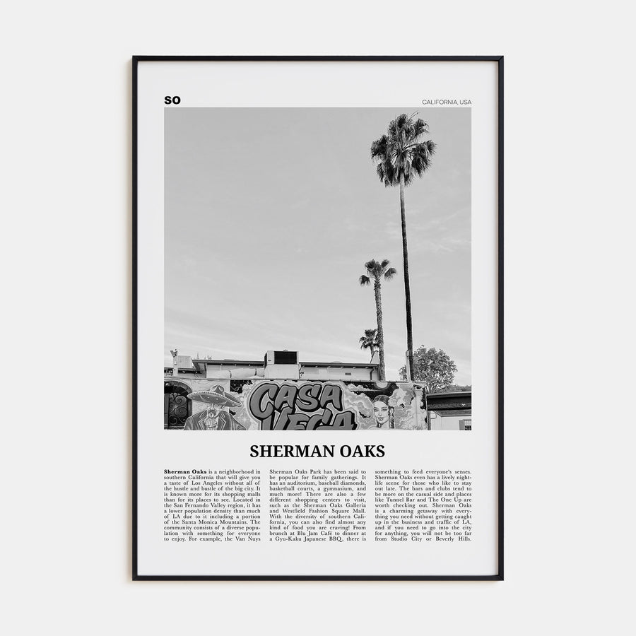 Sherman Oaks Travel B&W Poster